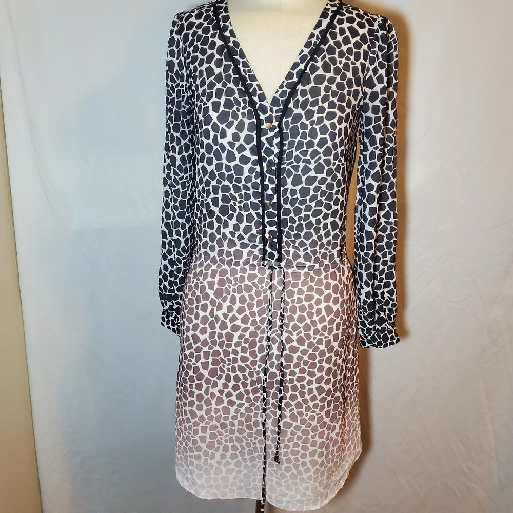 Banana Republic Animal Print Patterned Ombre Dress W/Pockets